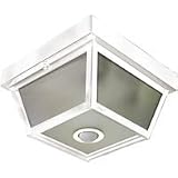 Heath Zenith Motion-Activated Five-Sided Porch Light, White Brass with Frosted Glass #SL-4305-WH