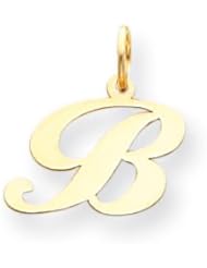 14k Gold Small Fancy Script Initial B Charm
