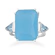 Aqua Blue Glass and Crystal Silver Ring