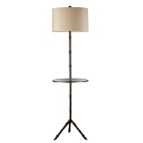 Dimond D1403D Stanton Floor Lamp in Dunbrook with Glass Tray and Cream Textured Shantung Shade