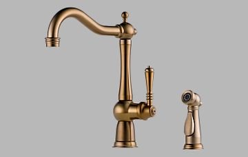 Brizo 61136LF-BZ Tresa Single Handle Kitchen Faucet with Spray – Brushed Bronze