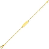 14K Yellow Gold 1.5mm Baby/Child ID Figaro Bracelet With Spring Ring Clasp (Length: 4.5+1