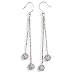Double Strand Drop Earrings with Pave Crystal Ball Ends on French Wire
