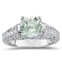 1.07 Cts Diamond & 1.58 Cts Green Amethyst Ring in 18K White Gold-8.0