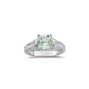 1.07 Cts Diamond and 1.58 Cts Green Amethyst Ring in 18K White Gold by myamethystjewelry