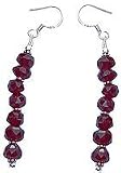 Beaded Earrings in Sterling Silver & Garnet Gemstone 2.25 