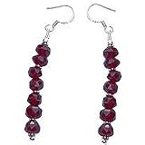 Ear Rings for Teens in Sterling Silver & Garnet Gemstone 2.25 inches silver graphics