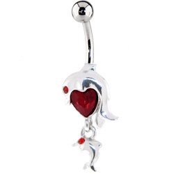 Ruby Red Gem bottom belly button rings