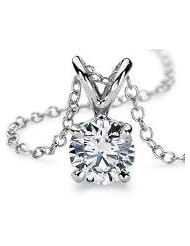 0.60ct Round Cut Diamond Solitaire Pendant in 14 Kt White Gold