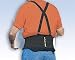 Provides support to the lower back and helps promote posture and lifting techniques.:: Patented contour design gives an improved fit. Rubberized gripper strips hold the belt in place and prevent the belt from riding up when bending or sitting. ::Features polypropylene support stays and adjustable,snag-resistant woven suspenders with safety snap-away buckles. Full color training insert included. :Waist size 38 - 41" Hip size 42 - 45