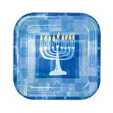 Hanukkah Menorah Blue Square Plates