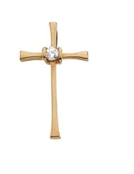 14K Yellow Gold Cross Pendant W\Diamond