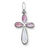 Sterling Silver Pink Mother of Pearl Cross Pendant