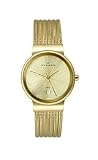 Skagen Steel Mesh Striped Bracelet Gold Dial Women's Watch #355SGGG1