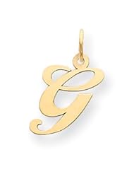 14k Yellow Gold Medium Fancy Script Initial G Charm. Gold Wt- 0.5g.