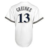 MLB Men's Milwaukee Brewers Zack Greinke White Home Short Sleeve 6 Button Synthetic Replica Baseball Jersey by Majestic (White, XX-Large)