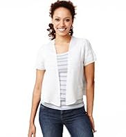 Open Front Cropped Cardigan with Linen