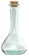 Spanish Recycled Glass Small Bulb Bottle with Cork 7.25"H 10oz Set / 4