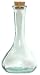 Spanish Recycled Glass Small Bulb Bottle with Cork 7.25"H 10oz Set / 4