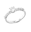 Sterling Silver Rhodium Engagement Ring with Clear CZ - Size: 6-9