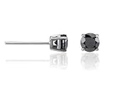 1.00 Carat Black Diamond Stud Earrings in 14K White Gold