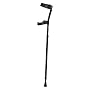 Forearm Crutches with shock absorbing tips to reduce trauma to the forearm, elbow and shoulder also have ergonomically designed grips and swivel 3/4 form fitting cuffs that permits the user to multi-task like shake hands or reach for something without dropping the crutch. Adjustable for user from 5' 4" to 6' 6".
