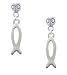 2-Sided Silver Open Fish Outline Mini Heart Charm Earrings [Jewelry]