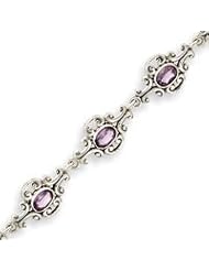 Sterling Silver Amethyst Bracelet - 7.5 Inch