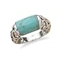 Rounded Turquoise Inlay Sterling Silver Filigree Band Ring, 7