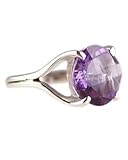 Bask Four Prong Rounded Amethyst Ring
