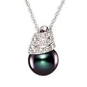 18k Diamond Tahitian Cultured Pearl Pendant with Chain