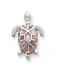 Sterling Silver Pink Mother of Pearl Turtle Slide