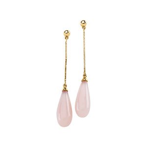 Genuine IceCarats Designer Jewelry Gift 14K Yellow Gold Genuine Pink Opal Briolette Earrings. Pair 15.00X06.00 Genuine Pink Opal Briolette Earrings In 14K Yellow Gold