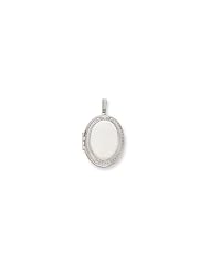 24in Rhodium-plated Large Rope Edge Oval Locket Necklace