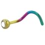 Grade 23 Titanium Rainbow Crystalline Gem Nose Ring