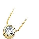 14K White Gold Created Moissanite Solitaire Pendant with Chain (pictured in yellow gold)