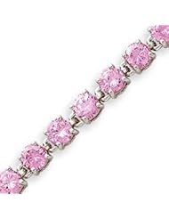 Sterling Silver 7.25 Inch Pink CZ Bracelet - 7 Inch