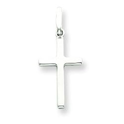 14k White Gold Hollow Cross Pendant