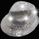 Light-up Hat -Silver Sequin Fedora with L.E.D. Lights! Trilby led Trilby Hats