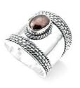 Sterling Silver Scottish Dukes Garnet Armor Ring (Size 5,5.5,7,8.5)