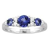 14k White Gold Round Tanzanite and Diamond Ring 1.28 TCW