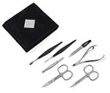 Women's Manicure set in Black Suede case with Real Swarovski Crystal by Niegeloh, Solingen