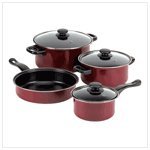 Burgundy Nonstick Kitchen Cookware 7 Piece Pot Pans Set product image