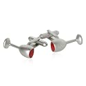 Funny Red Wine Glass Cuff Links in Satin Silver with Presentation Box