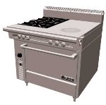 36 in Cuisine Heavy Duty Range, 2 Left Burners, Front Fired Hot Top, Oven, LP