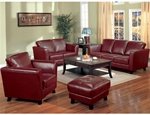 Brady Red Brown Leather Living Room Set by Coaster  5012412 (Sofa & LoveSeat)