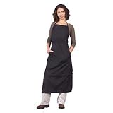 Andre Salon Hair Stylist Extra-Long Oxford Weave Nylon Apron, Black with Removable Zip-Off Bottom