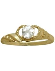 14 Karat Yellow Gold Genuine White Topaz Gemstone Baby Ring