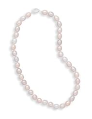 Pastel Pearl Necklace with 7.5-8mm Pearls Individually Knotted Sterling Silver Made in the USA