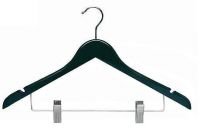 Black Flat Combination Hanger w/Clips [ Bundle of 25 ]